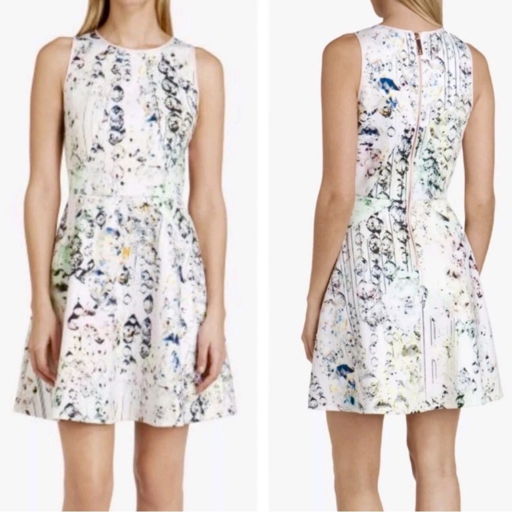 TED BAKER Sapira Synthetic Crystal Droplets Skater Dress Size 0 US 2 - Picture 11 of 13